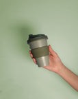 sage + olive | urbb | biodegradable bamboo coffee cup - porter green | style + sustainability