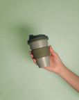 sage + olive | urbb | biodegradable bamboo coffee cup - porter green | style + sustainability