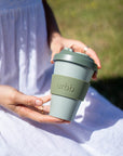 sage + olive | urbb | biodegradable bamboo coffee cup - porter green | style + sustainability