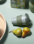 sage + olive | urbb | biodegradable bamboo coffee cup - porter green | style + sustainability