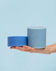 sky + kingfisher | escc large pillar candle | soy - blend unscented candles - porter green | style + sustainability