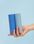 sky + kingfisher | escc medium pillar candle | soy - blend unscented candles - porter green | style + sustainability