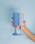 sky + kingfisher | seff | silicone unbreakable champagne flute - porter green | style + sustainability