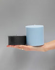 smoke + storm | escc large pillar candle | soy - blend unscented candles - porter green | style + sustainability