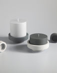 smoke + storm | escc large pillar candle | soy - blend unscented candles - porter green | style + sustainability