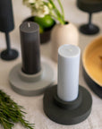 smoke + storm | escc medium pillar candle | soy - blend unscented candles - porter green | style + sustainability