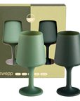 sage + olive | swepp | silicone unbreakable wine glasses - porter green | style + sustainability