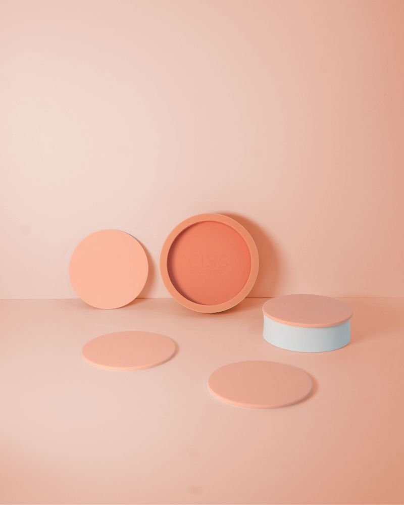 terra + peach | ciss | unbreakable silicone coasters - porter green | style + sustainability