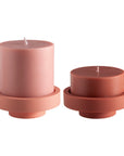 terra + peach | escc large pillar candle | soy - blend unscented candles - porter green | style + sustainability