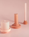 terra + peach | escc large pillar candle | soy - blend unscented candles - porter green | style + sustainability