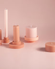 terra + peach | escc large pillar candle | soy - blend unscented candles - porter green | style + sustainability