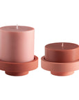 terra + peach | escc large pillar candle | soy - blend unscented candles - porter green | style + sustainability