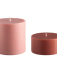 terra + peach | escc large pillar candle | soy - blend unscented candles - porter green | style + sustainability