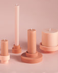 terra + peach | escc medium pillar candle | soy - blend unscented candles - porter green | style + sustainability