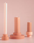 terra + peach | escc medium pillar candle | soy - blend unscented candles - porter green | style + sustainability