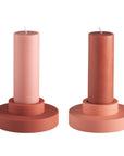 terra + peach | escc medium pillar candle | soy - blend unscented candles - porter green | style + sustainability