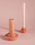 terra + peach | escc medium pillar candle | soy - blend unscented candles - porter green | style + sustainability