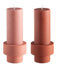 terra + peach | escc small pillar candle | soy - blend unscented candles - porter green | style + sustainability