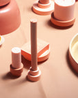 terra + peach | escc small pillar candle | soy - blend unscented candles - porter green | style + sustainability