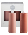 terra + peach | escc small pillar candle | soy - blend unscented candles - porter green | style + sustainability