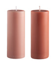 terra + peach | escc small pillar candle | soy - blend unscented candles - porter green | style + sustainability