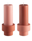 terra + peach | escc small pillar candle | soy - blend unscented candles - porter green | style + sustainability