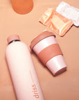 terra + peach | urbb | biodegradable bamboo coffee cup - porter green | style + sustainability