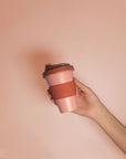 terra + peach | urbb | biodegradable bamboo coffee cup - porter green | style + sustainability