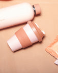 terra + peach | urbb | biodegradable bamboo coffee cup - porter green | style + sustainability