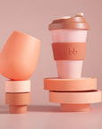 terra + peach | urbb | biodegradable bamboo coffee cup - porter green | style + sustainability