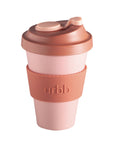 terra + peach | urbb | biodegradable bamboo coffee cup | porter green, biodegradable coffee cups. bamboo coffee cup, reusable coffee cup australia, 12oz coffee cup, leak proof coffee cup