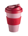 cherry + blush | urbb | biodegradable bamboo coffee cup | porter green, biodegradable coffee cups. bamboo coffee cup, reusable coffee cup australia, 12oz coffee cup, leak proof coffee cup