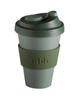 sage + olive | urbb | biodegradable bamboo coffee cup | porter green, biodegradable coffee cups. bamboo coffee cup, reusable coffee cup australia, 12oz coffee cup, leak proof coffee cup