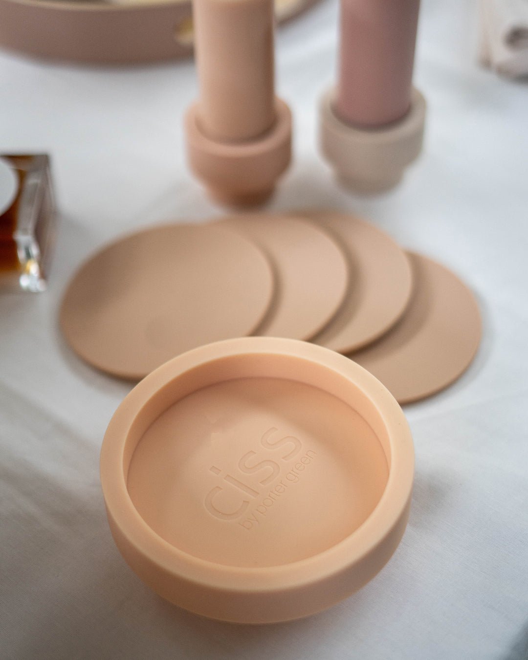 wheat + oat | ciss | unbreakable silicone coasters - porter green | style + sustainability