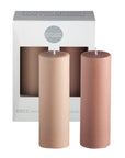 wheat + oat | escc medium pillar candle | soy - blend unscented candles - porter green | style + sustainability