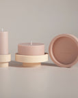 wheat + oat | escc small pillar candle | soy - blend unscented candles - porter green | style + sustainability