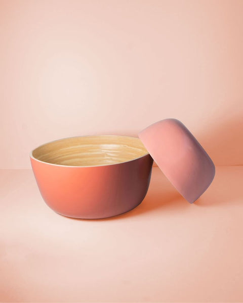 terra + peach | bebb | biodegradable bamboo bowls | porter green, bamboo bowls, serving bowls. wooden serving bowls, serving bowl set, salad serving bowl