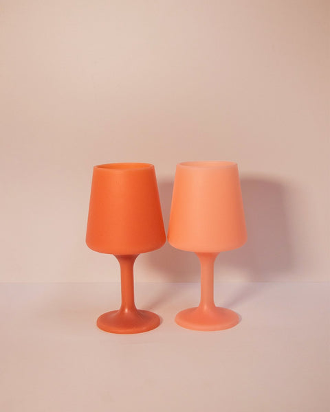 terra + peach | swepp | silicone unbreakable wine glasses - porter green | style + sustainability