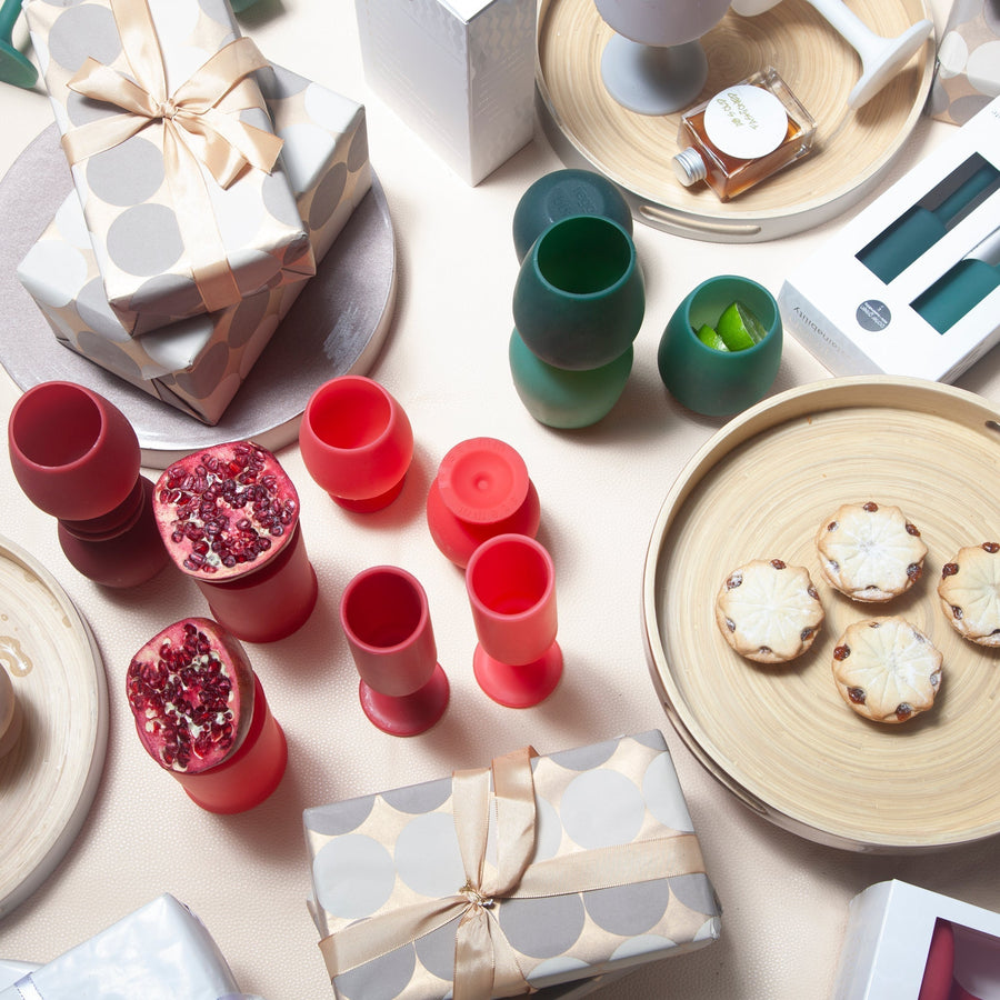 red and green silicone cups by porter green