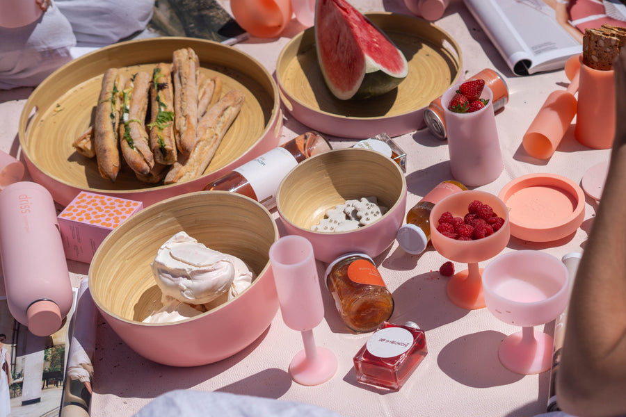 picnic set up in peach + petal by porter green