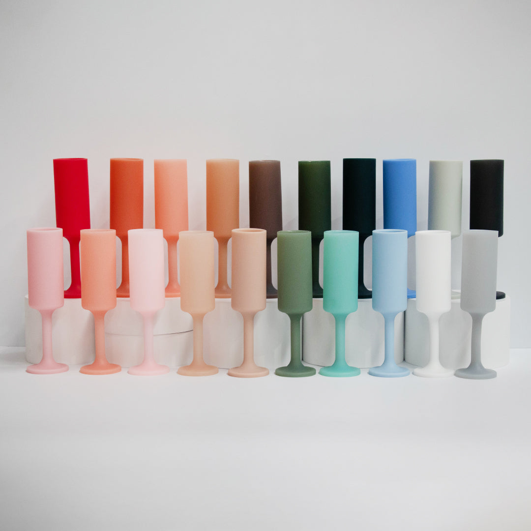 seff | unbreakable silicone champagne flutes - porter green | style + sustainability