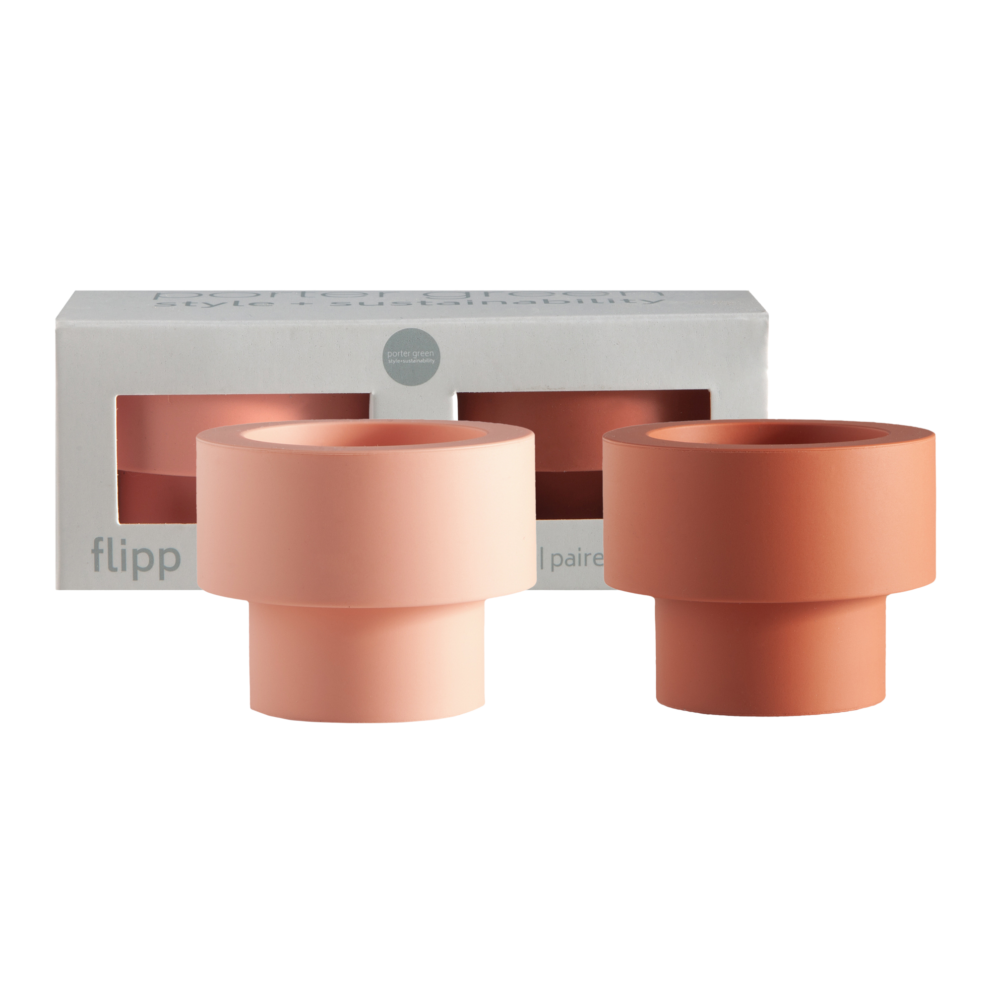 Terra + Peach | Flipp small | Silicone Unbreakable Candle Holder Set - porter green | style + sustainability