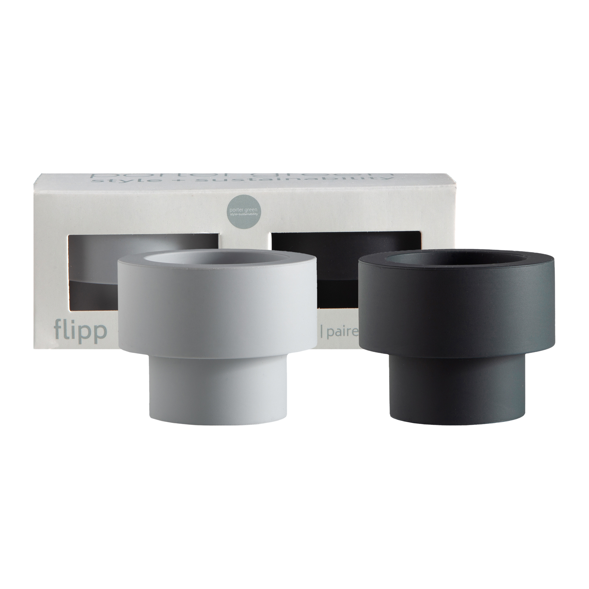Smoke + Storm | Flipp small | Silicone Unbreakable Candle Holder Set - porter green | style + sustainability
