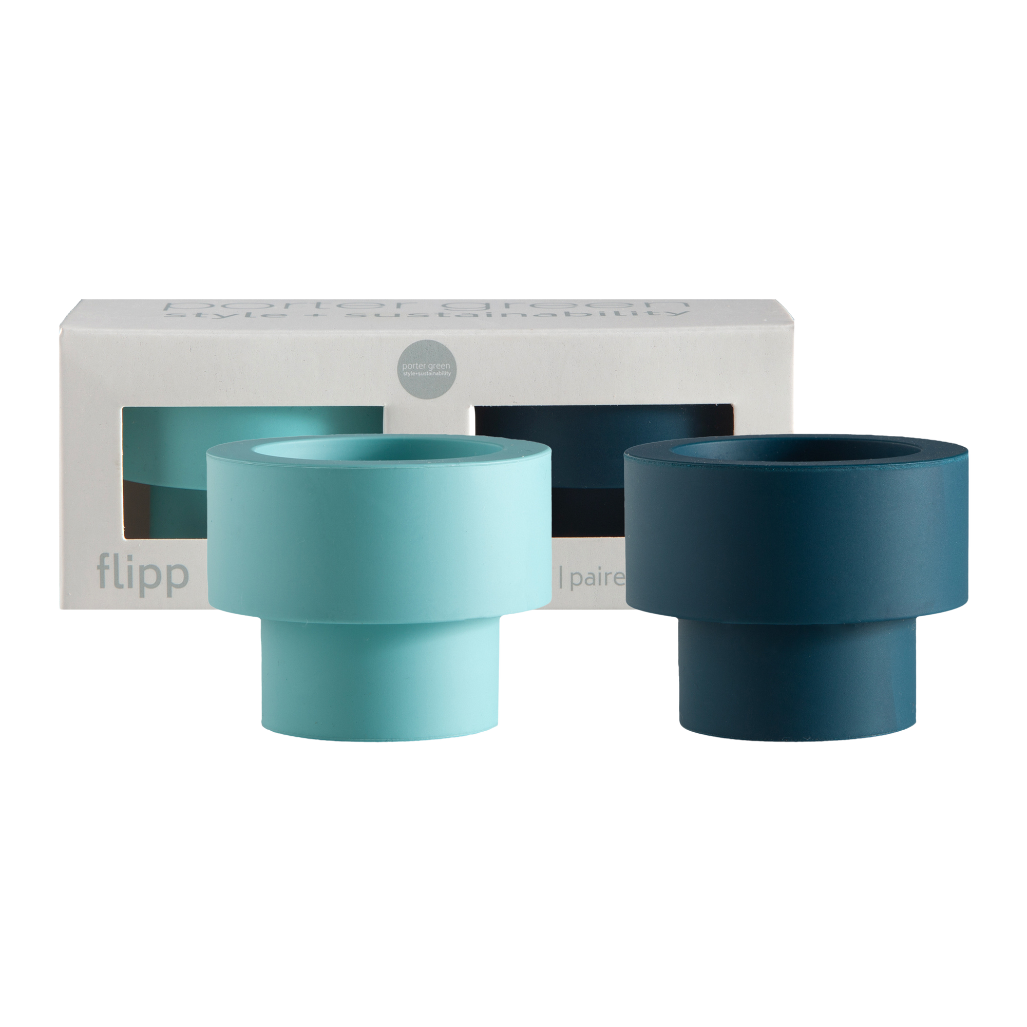 Mist + Ink | Flipp small | Silicone Unbreakable Candle Holder Set - porter green | style + sustainability