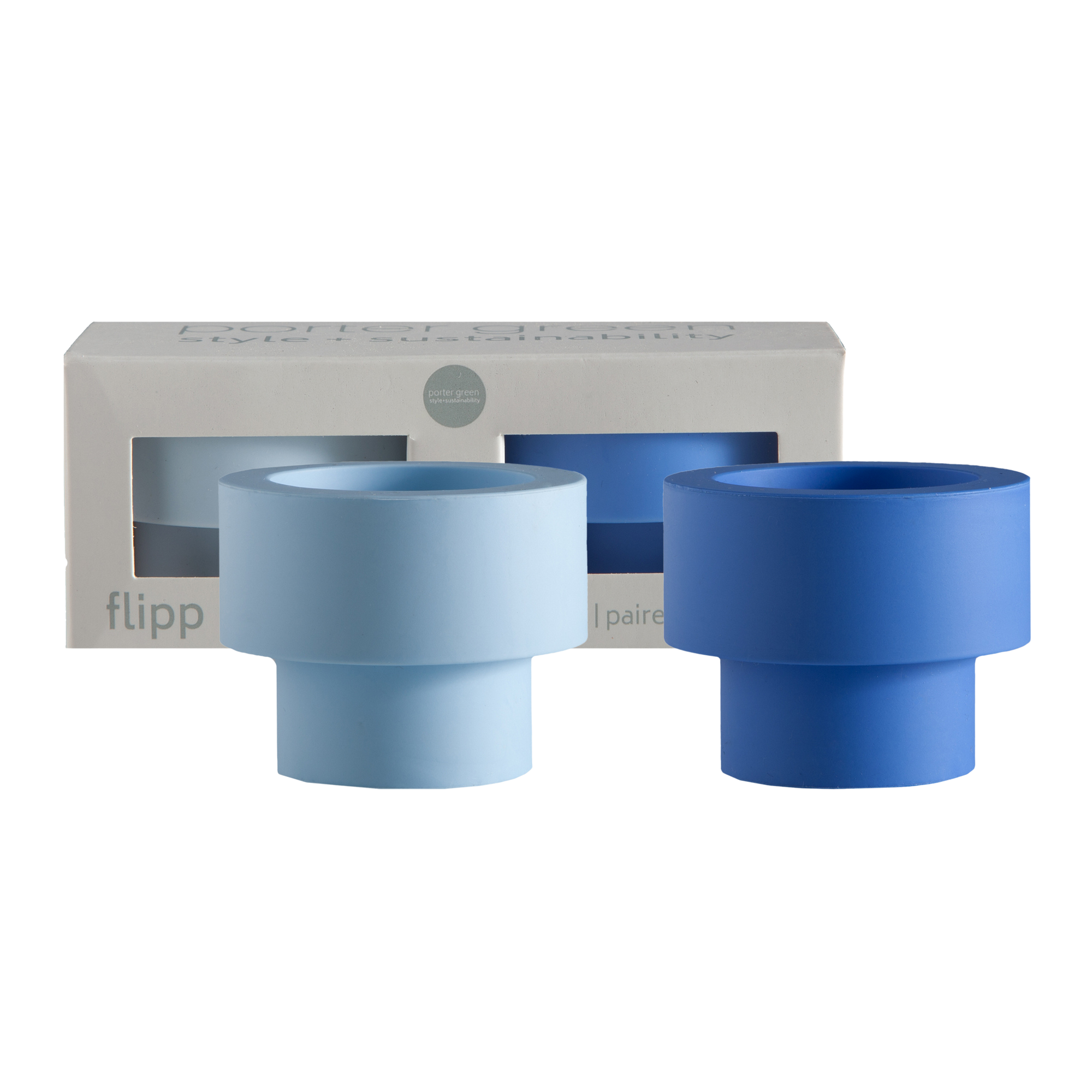 Sky + Kingfisher | Flipp small | Silicone Unbreakable Candle Holder Set - porter green | style + sustainability