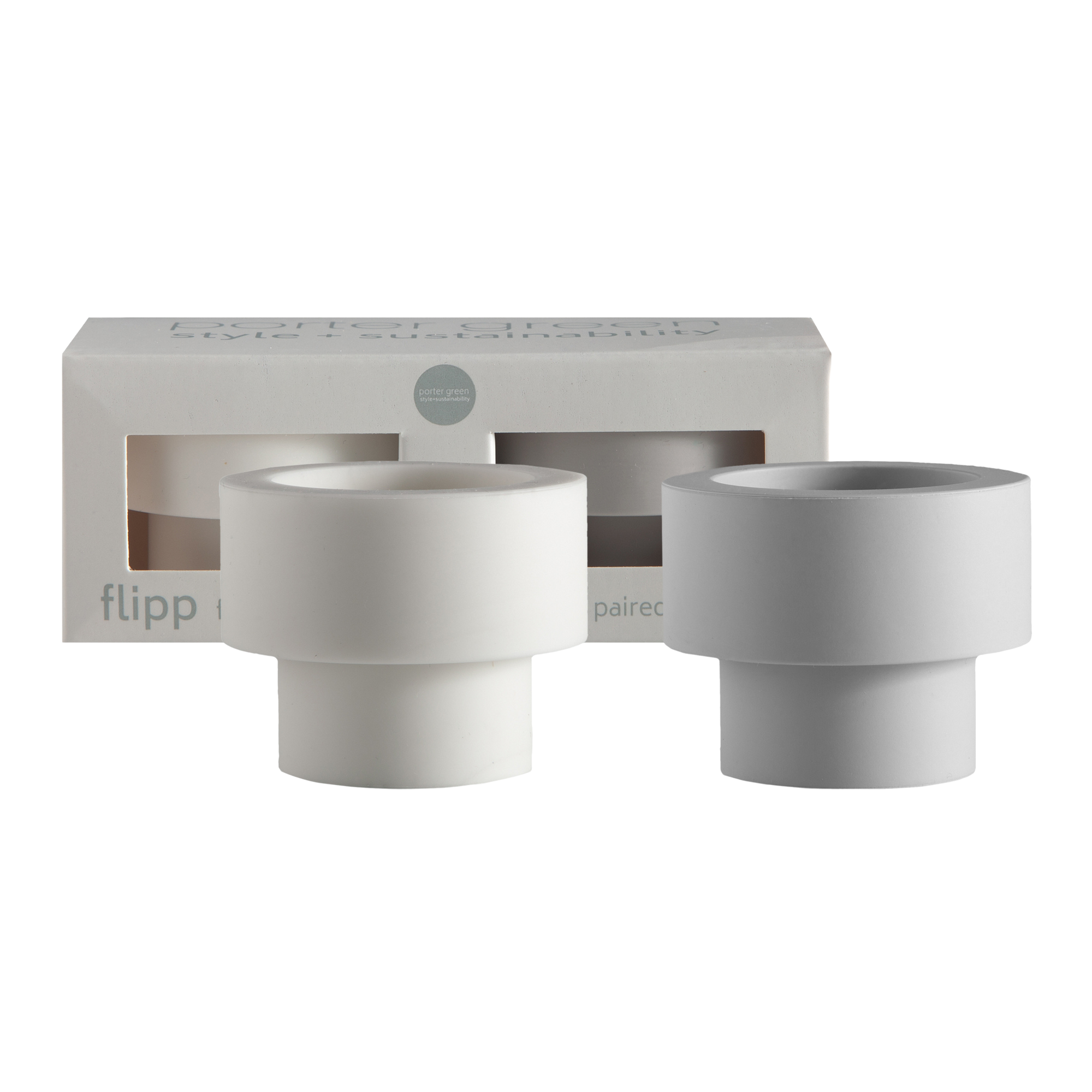 Blanc + Dove | Flipp small | Silicone Unbreakable Candle Holder Set - porter green | style + sustainability
