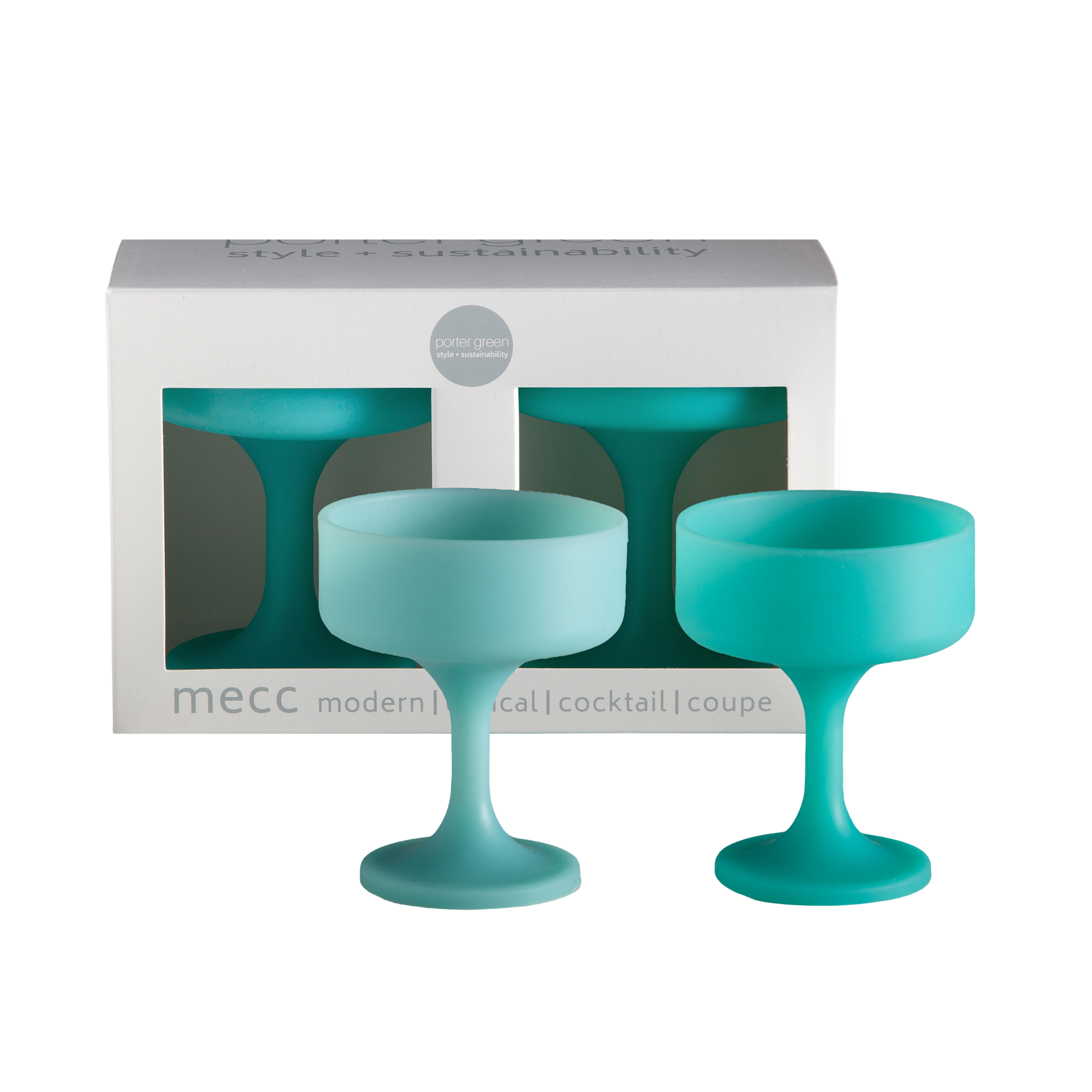 pavone | mecc | silicone unbreakable cocktail glasses - porter green | style + sustainability