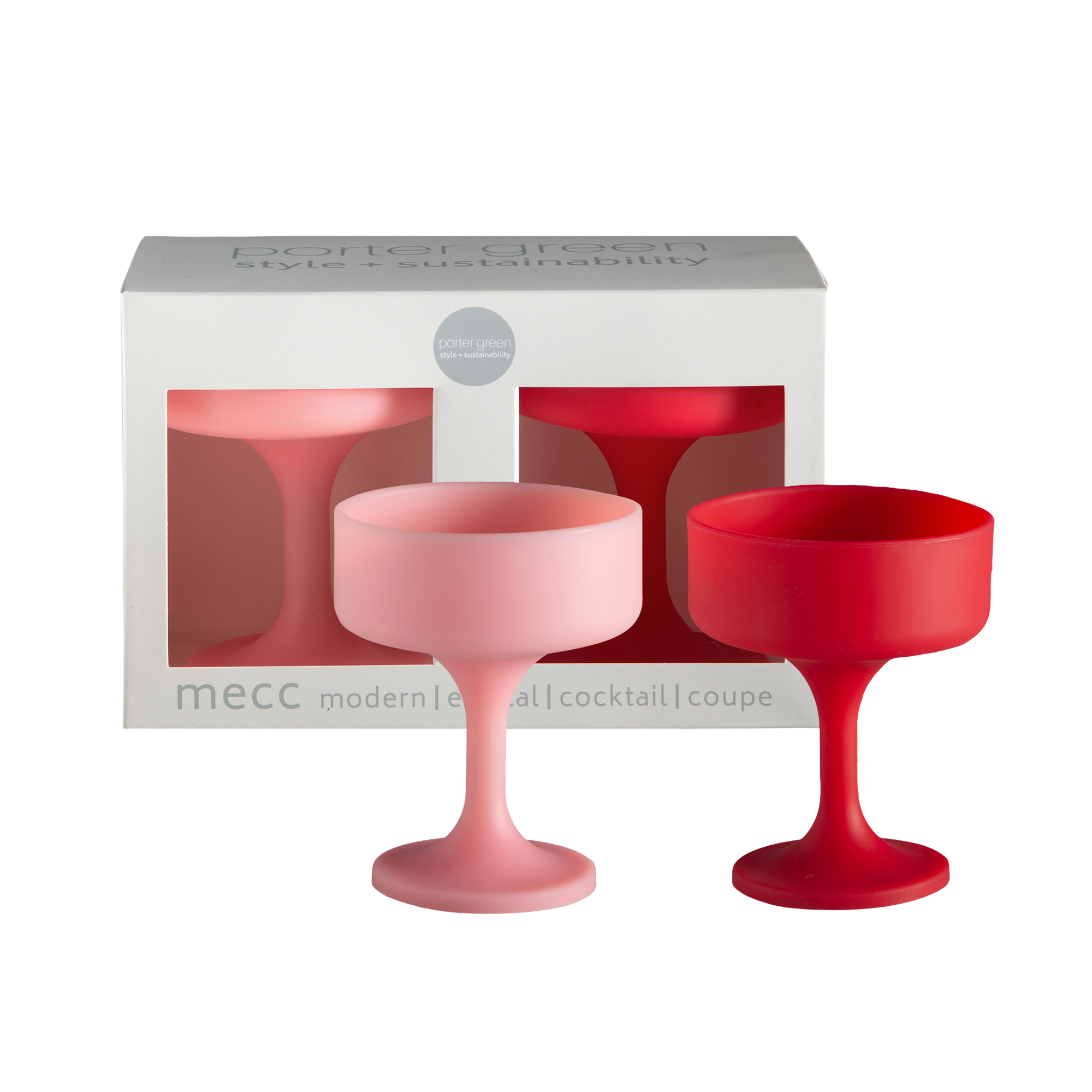 cherry + blush | mecc | unbreakable silicone cocktail coupes | porter green, coupe cocktail glass, coupe glass, coloured cocktail glasses, unbreakable cocktail glasses, cocktail glasses australia