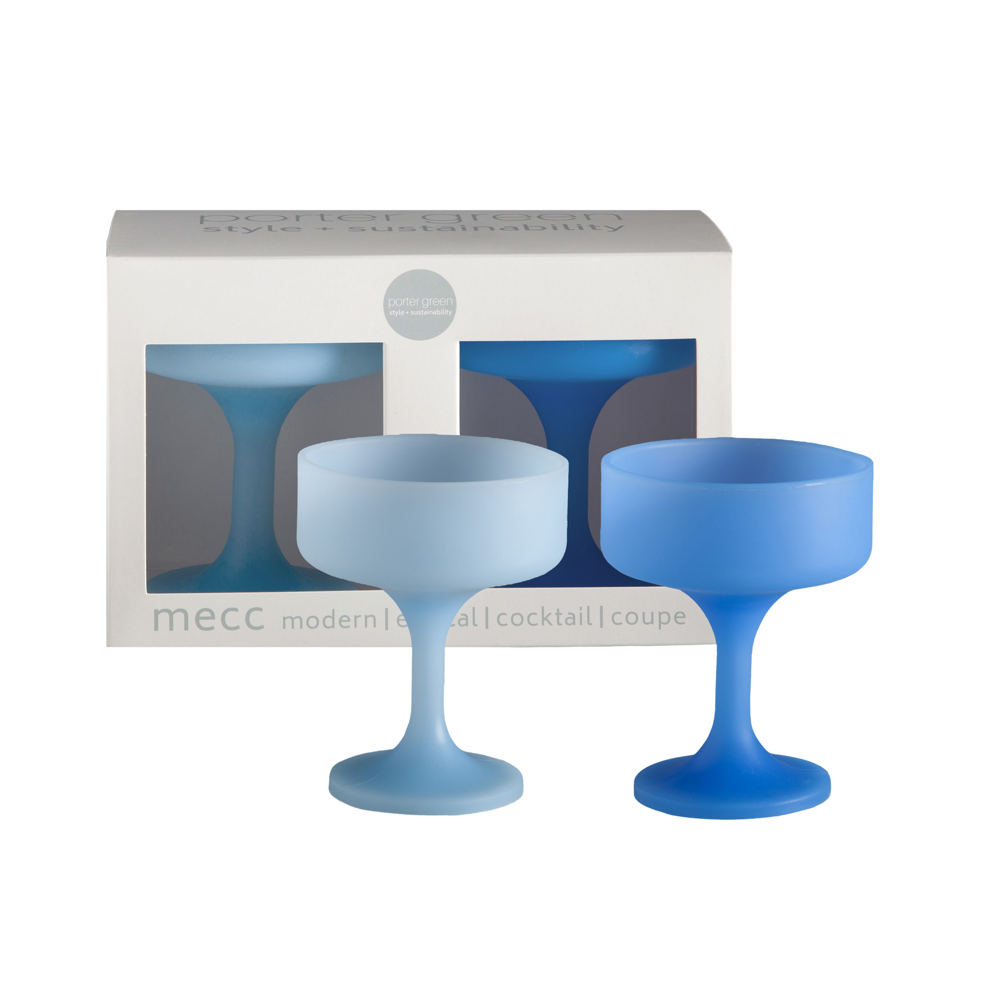 sky + kingfisher | mecc | unbreakable silicone cocktail coupes | porter green, coupe cocktail glass, coupe glass, coloured cocktail glasses, unbreakable cocktail glasses, cocktail glasses australia