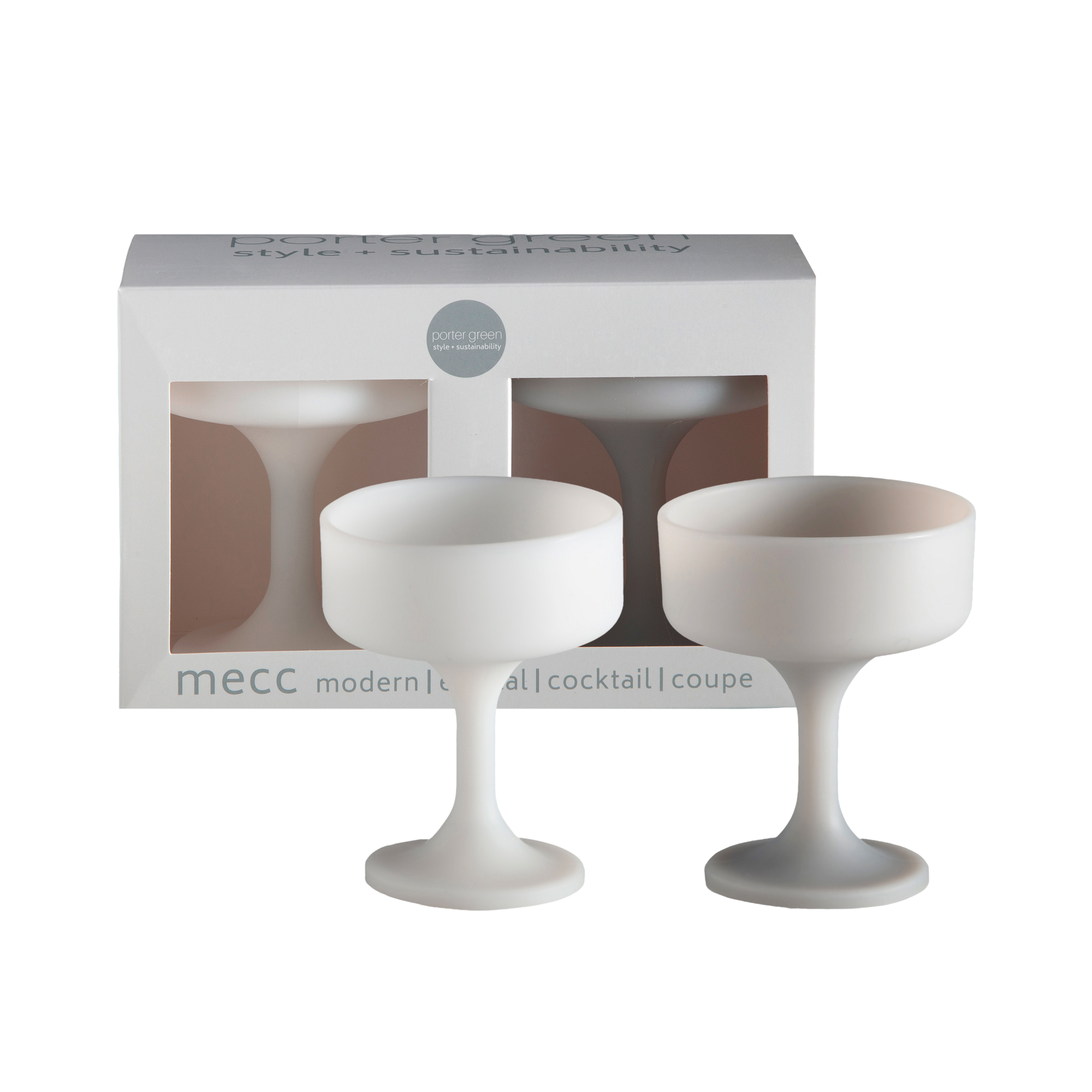 blanc + dove | mecc | silicone unbreakable cocktail glasses - porter green | style + sustainability